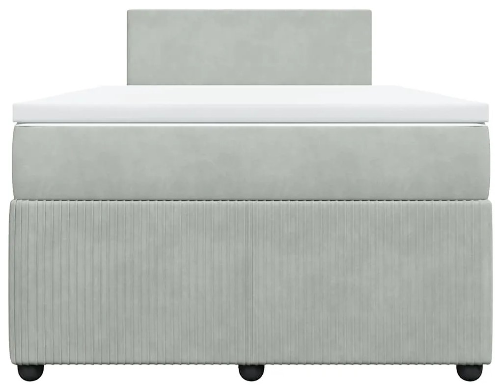 Cama boxspring c/ colchão 120x200 cm veludo cinzento-claro
