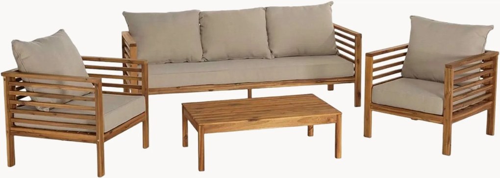 Conjunto lounge de jardim em madeira de acácia Vick, conjunto de 4