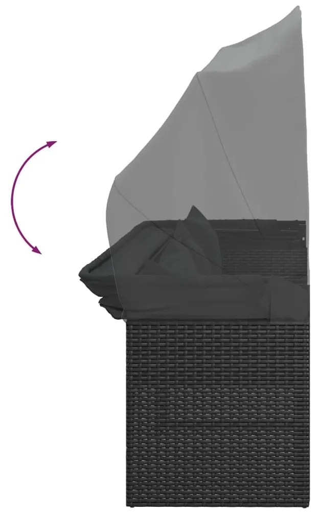 4 pcs conjunto de sofás para jardim c/ almofadões vime PE preto
