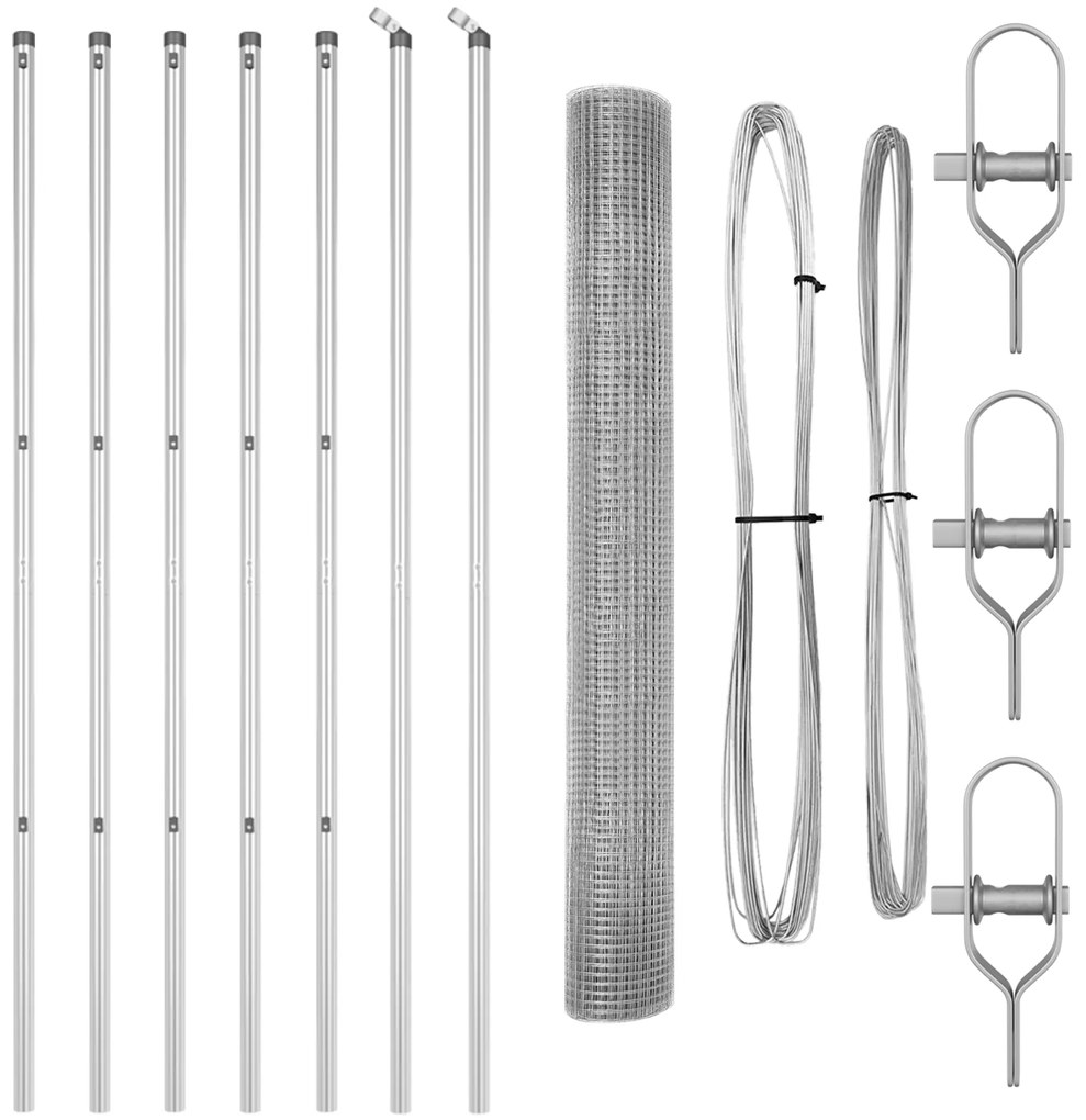 Cerca de Fio Soldado com 7 Postes 1.4x10 m Aço Galvanizado