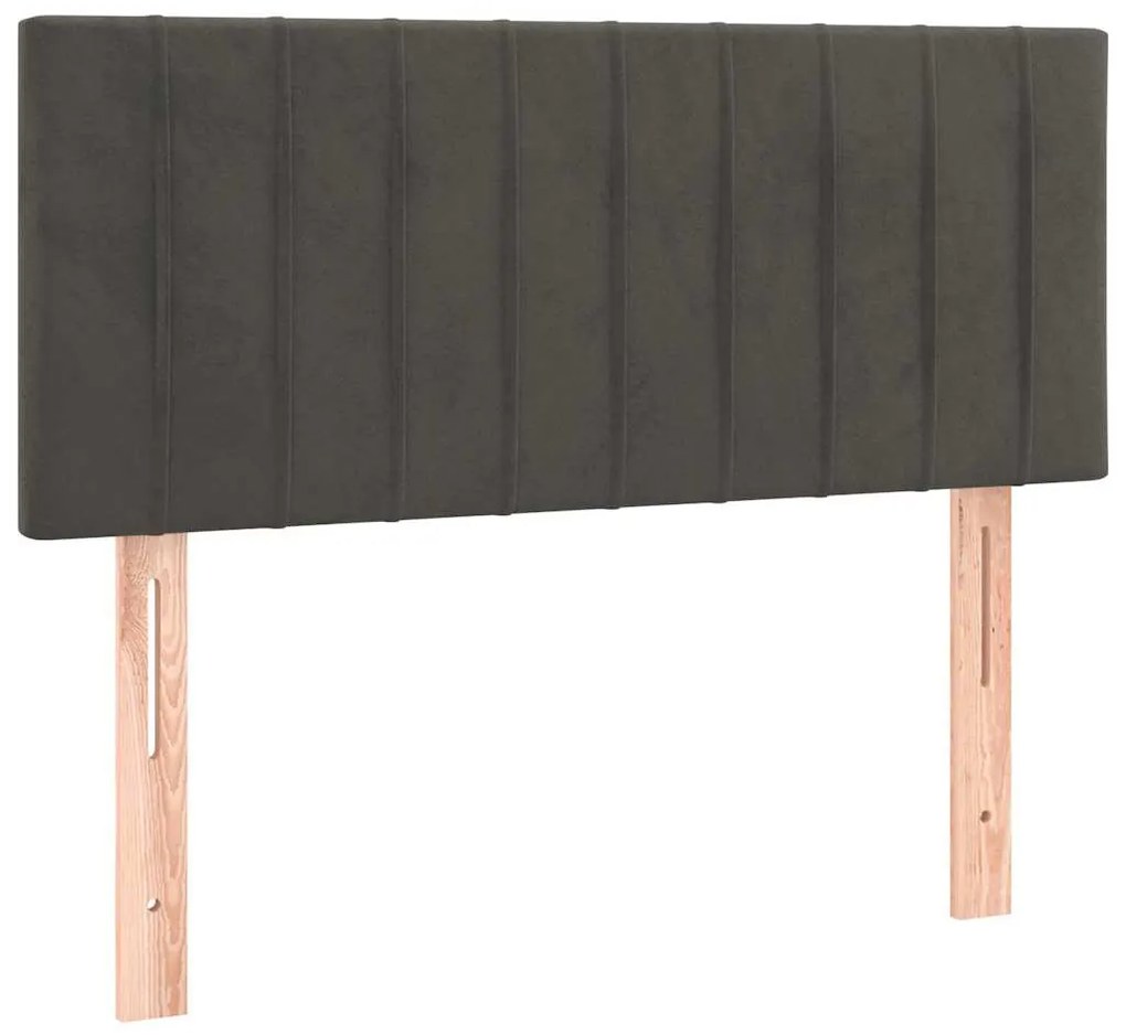 Cama box spring colchão LED 120x190cm couro artif. cinza-escuro