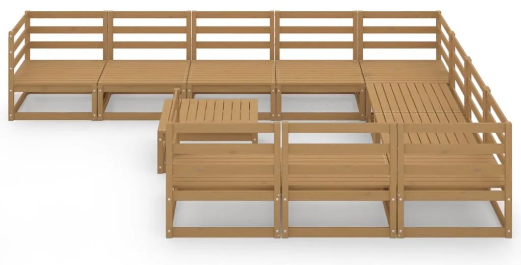 11 pcs conjunto lounge de jardim pinho maciço