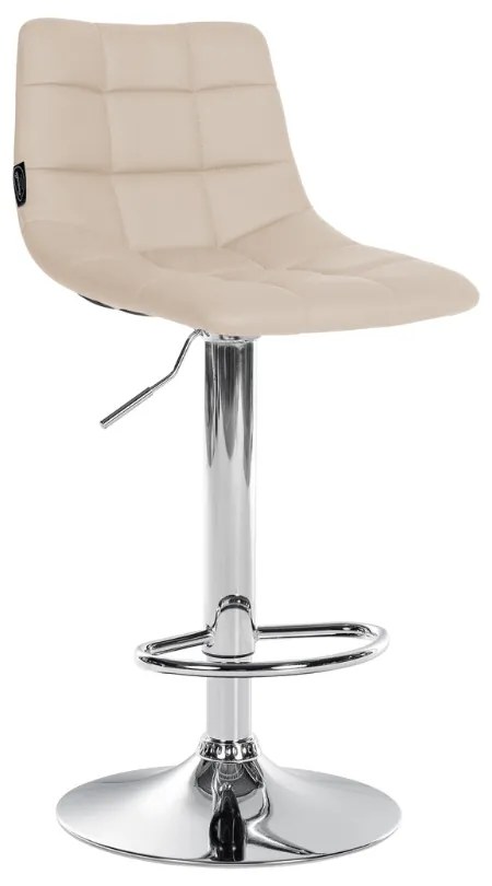 Banco de bar Jerry em couro sintético com estrutura cromada 87-108,5 x 43 x 46,5 cm Creme
