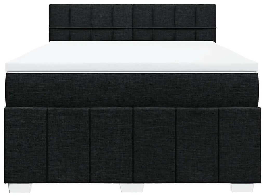 Cama com molas/colchão 140x200 cm tecido preto