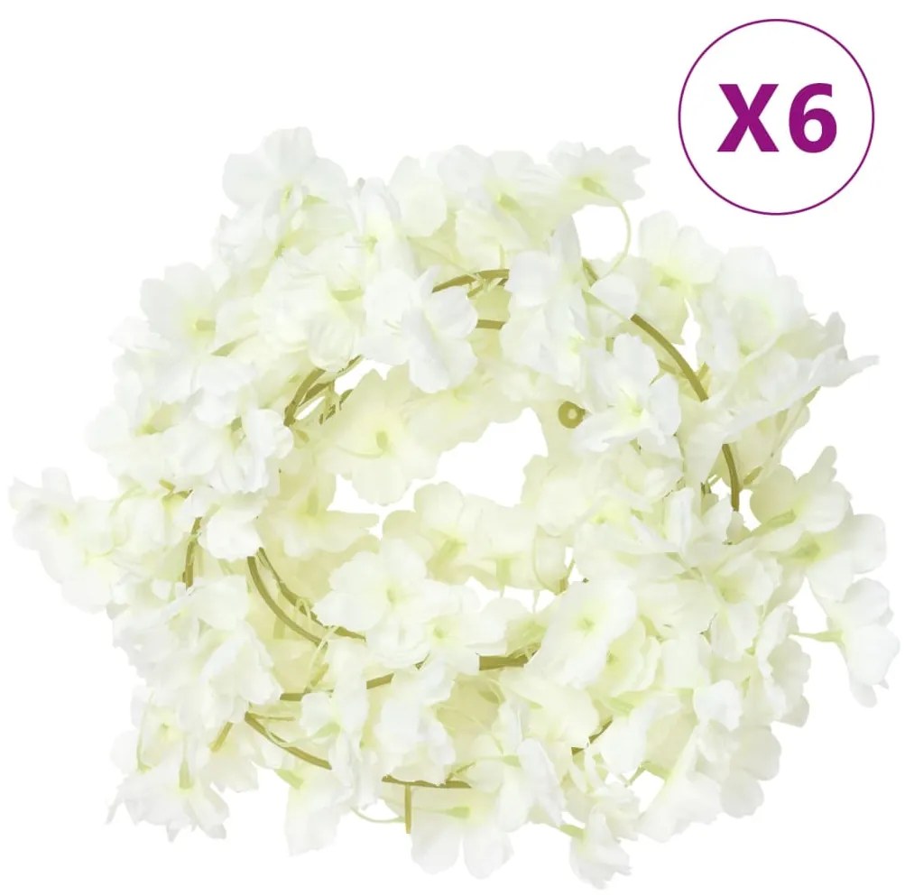 vidaXL Grinaldas de flores 6 pcs 180 cm branco