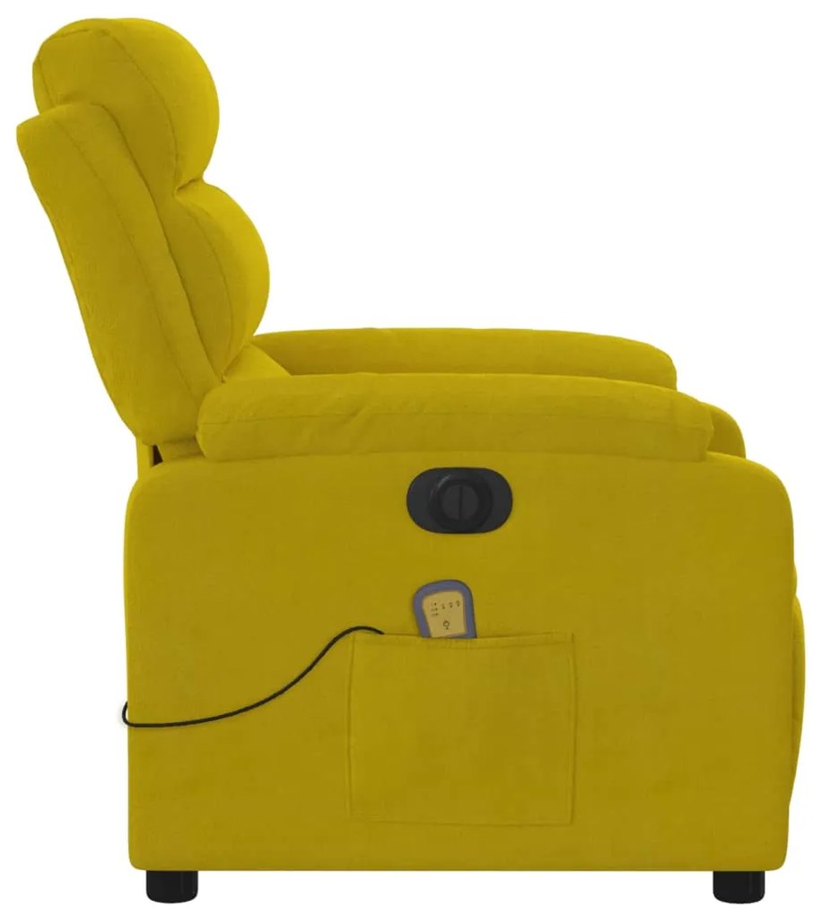 Poltrona de massagens reclinável elétrica veludo amarelo