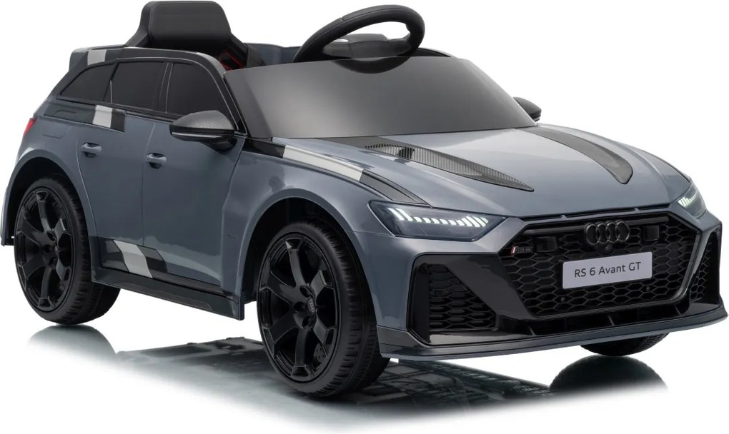 Carro elétrico para Crianças 12V 4x4 Audi RS6 Avant GT Rodas de espuma EVA, Assento Couro ecológico Cinzento