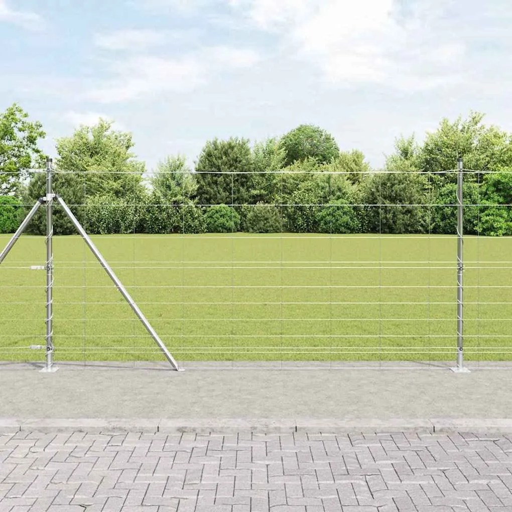 vidaXL Cerca de campo Prateado 50 x 1.2 m Aço galvanizado