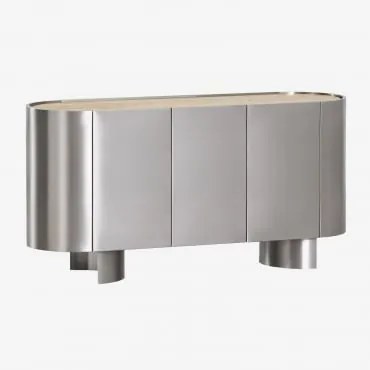Aparador Em Aço Inoxidável Luena ↔︎ 160 Cm & Travertine - Sklum