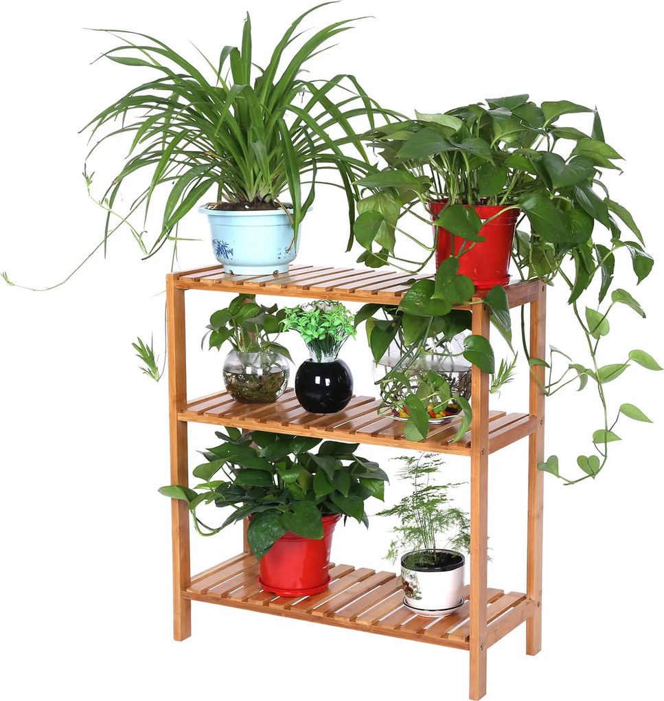 Armario de bambu Multifuncional, plantas, sapateira, casa de banho 60 x 26 x 66 cm natural