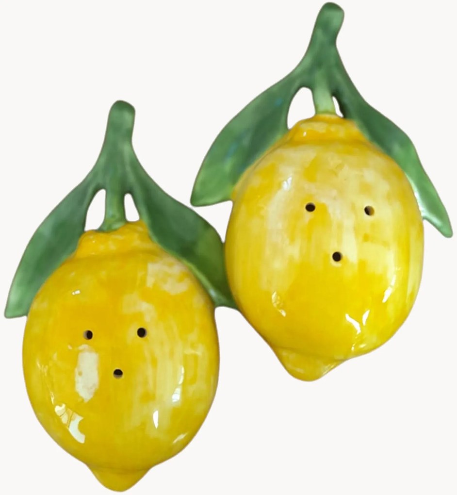 Moinhos de sal e pimenta pintados à mão Lemon, conjunto de 2