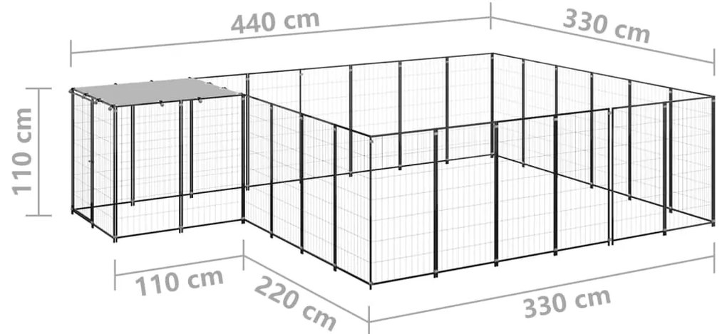 Canil 12,1 m² aço preto