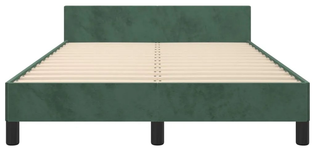 Estrutura de cama sem colchão 120x200 cm veludo verde-escuro