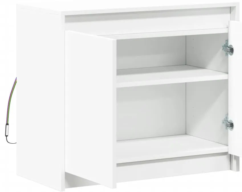 Aparador c/ luzes LED 72x34x61 cm derivados de madeira branco