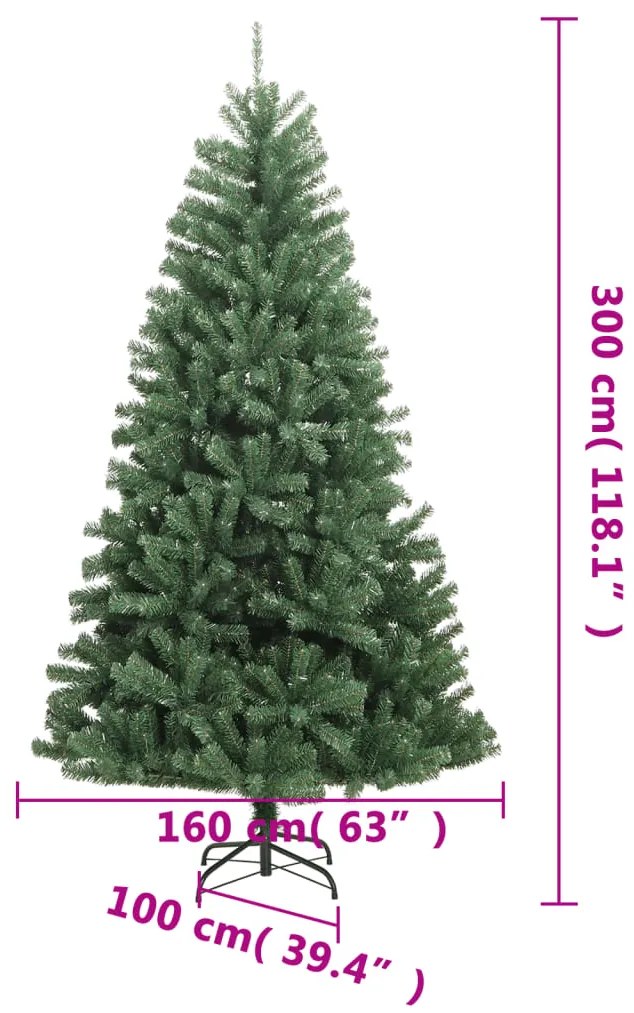 Árvore de Natal artificial articulada com suporte 300 cm verde