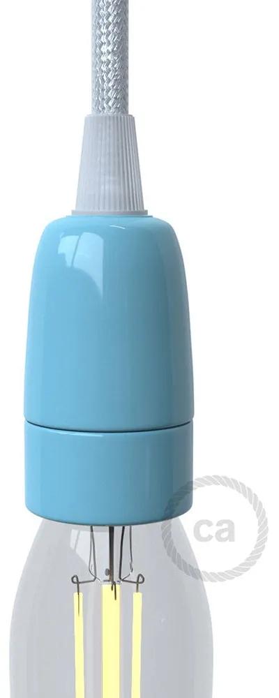 Porcelain E14 lamp holder kit - Azul claro