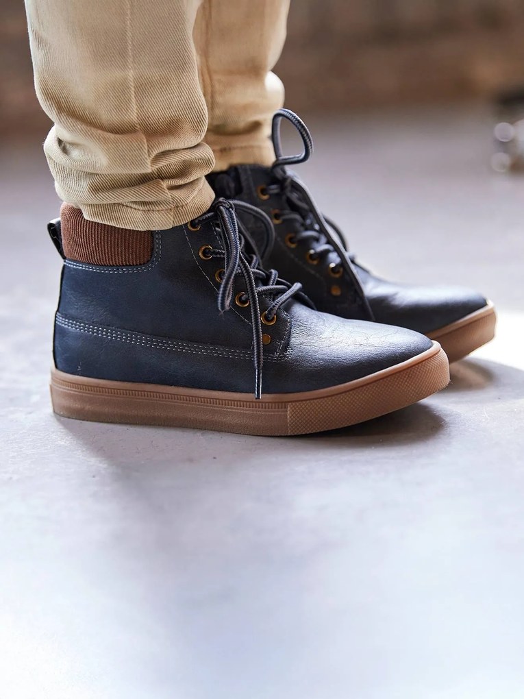 Botas com atacadores e fecho, para criança  marinho