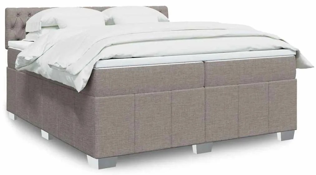 Cama com molas/colchão 200x200 cm tecido castanho-acinzentado