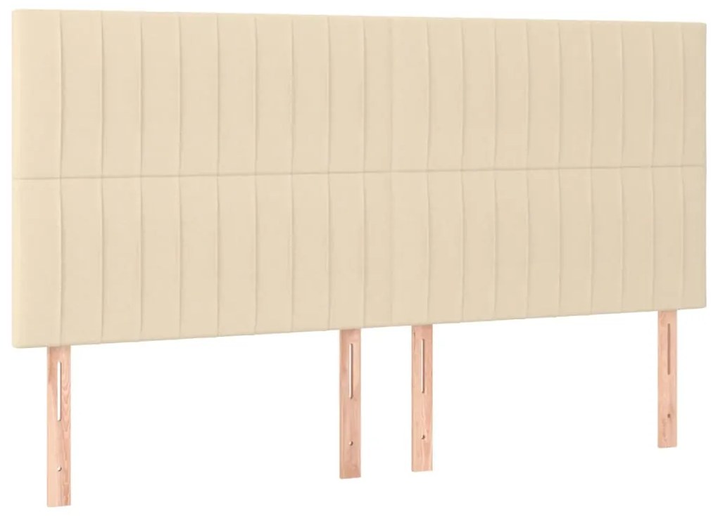 Cama box spring c/ colchão e LED 180x200 cm tecido cor creme