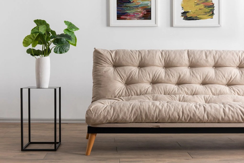 Sofá-Cama de 3 Lugares Saki – Creme – 185x92x82 cm