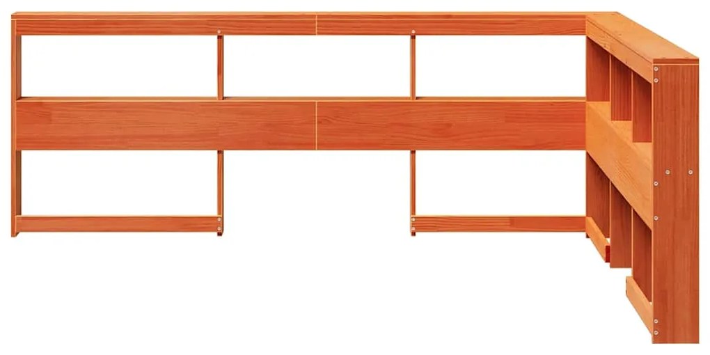 Estante cabeceira forma de L 140 cm pinho maciço castanho-mel