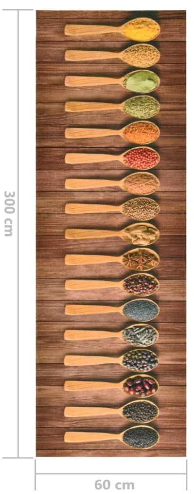 Tapete de cozinha lavável com design de colheres 60x300 cm