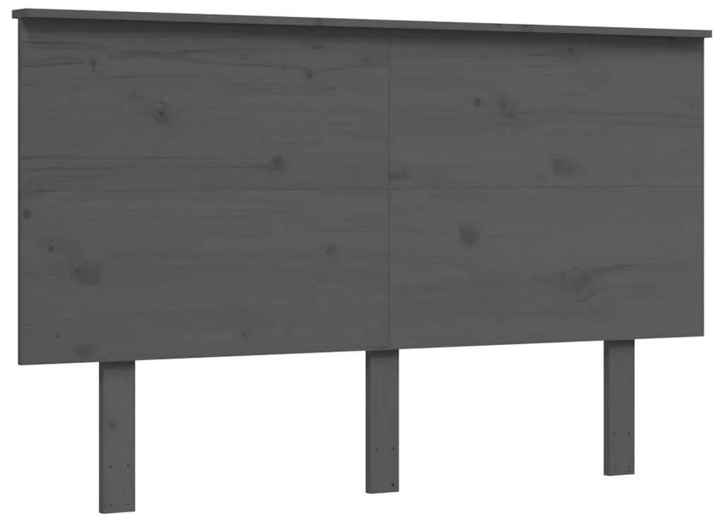 Estrutura de cama com cabeceira 140x190 cm madeira maciça cinza