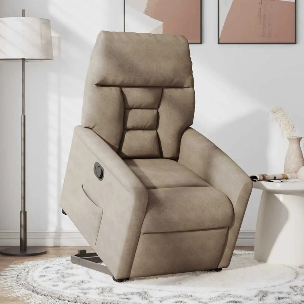 Poltrona reclinável elevatória microfibra cinzento-acastanhado