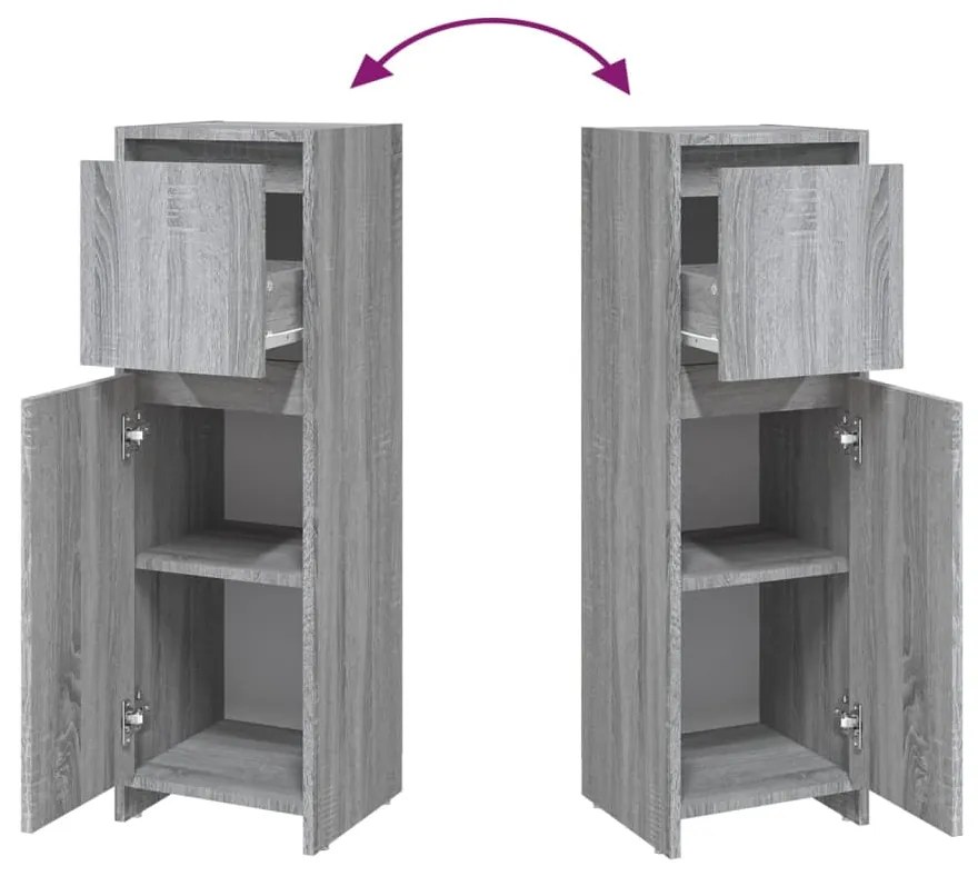 Armário WC 30x30x95 cm derivados de madeira cinzento sonoma
