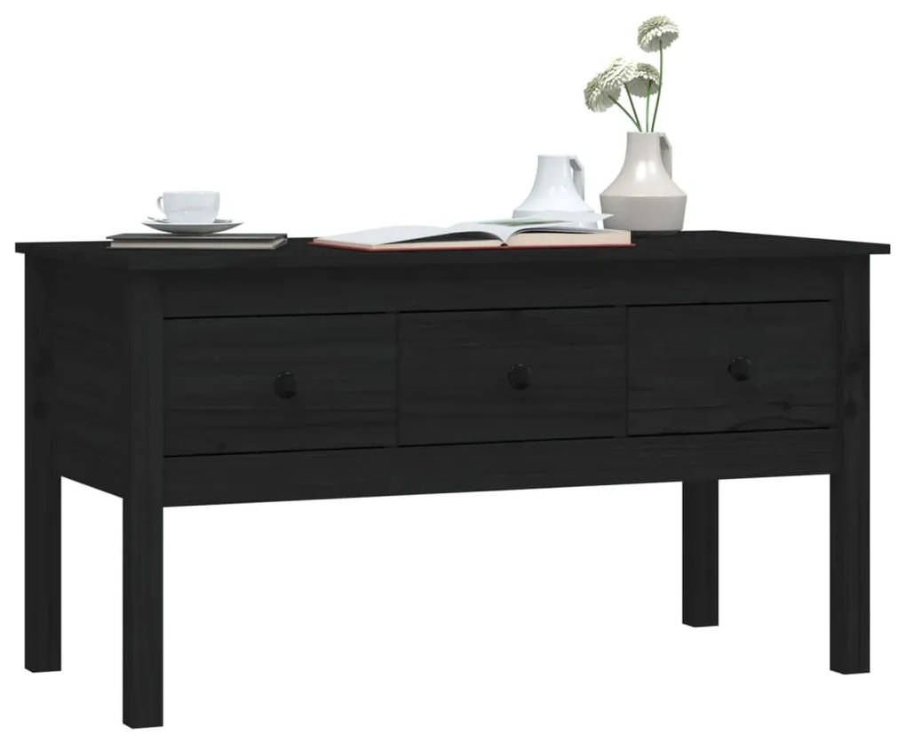 Mesa de centro 102x49x55 cm pinho maciço preto