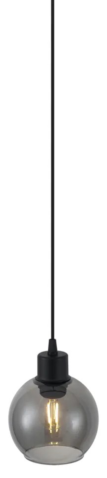 Candeeiro suspenso moderno preto com vidro fumado para sistema de calha monofásico - Iconic Lava