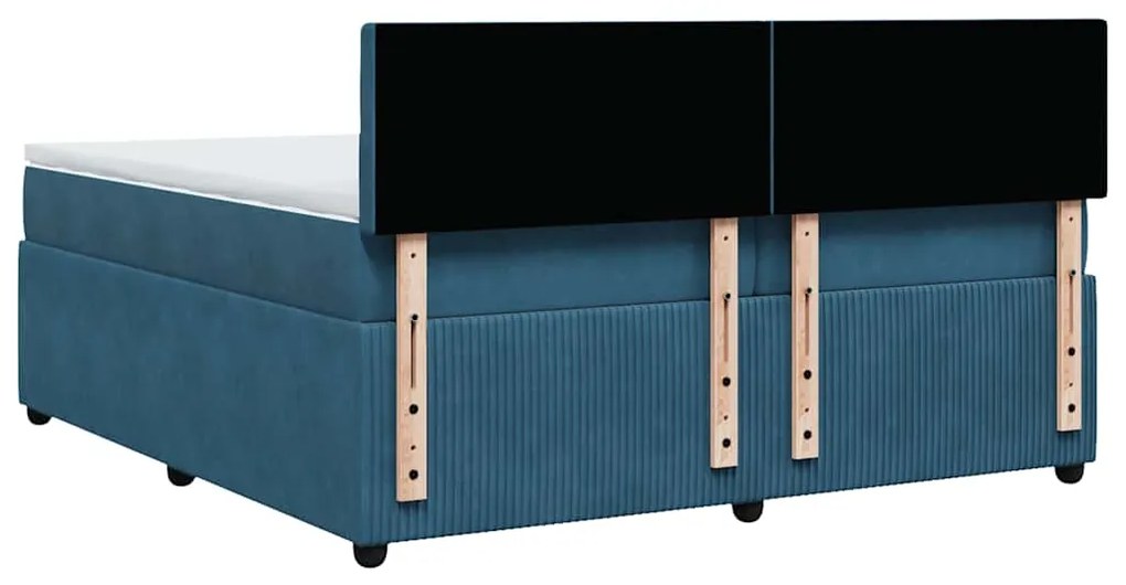 Cama com molas/colchão 200x200 cm veludo azul