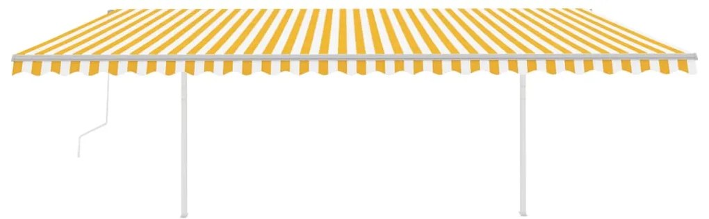 Toldo retrátil automático com postes 6x3,5 m amarelo e branco