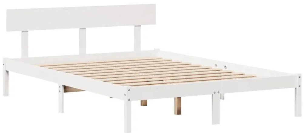 Cama sem colchão 140x190 cm madeira de pinho maciça branco