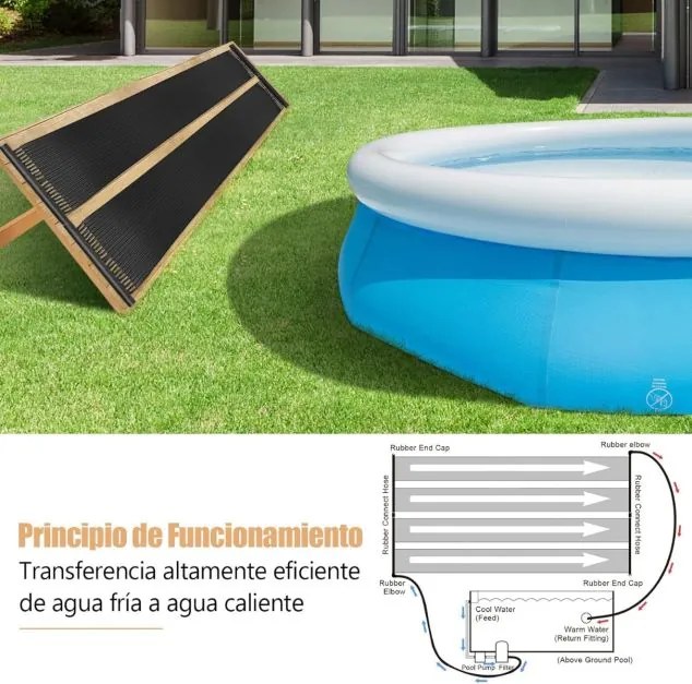 Aquecedor solar para piscina em PE 2 painéis de aquecimento solar de 300 x 75 cm (SEM SUPORTE) Preto
