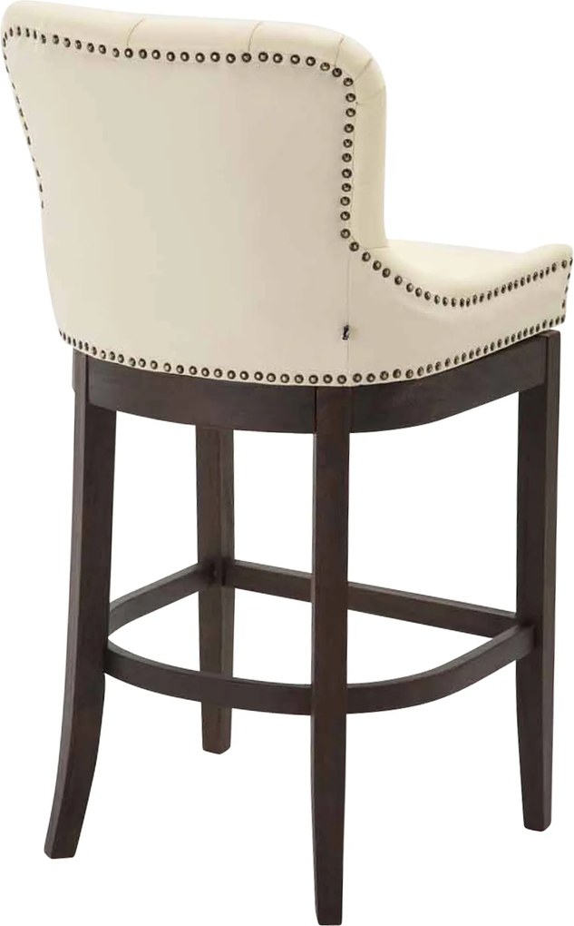 Banco de bar Lakewood em couro verdadeiro, creme