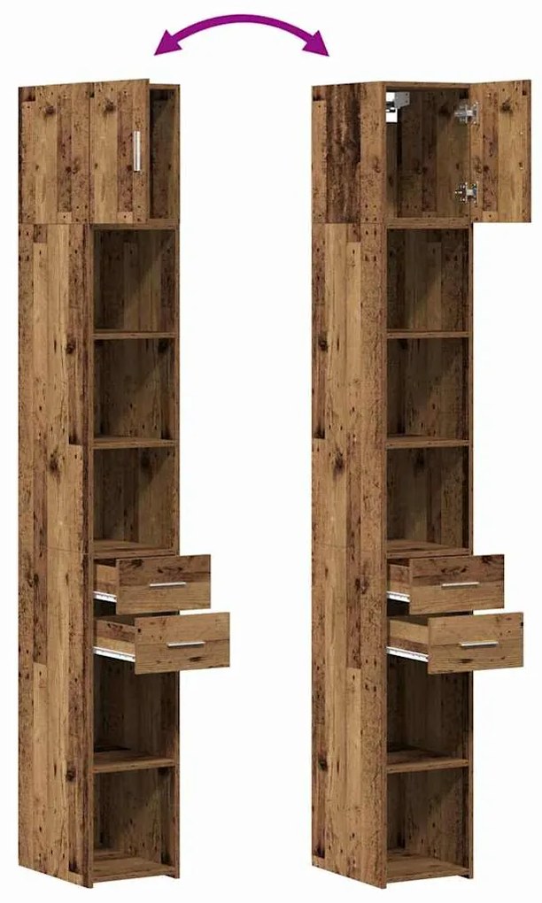 Armário Slim vidaXL Madeira Antiga 30x42.5x225 cm Madeira Engenharia