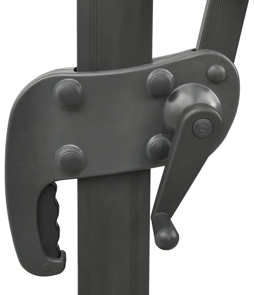 Guarda-sol jardim cantilever poste/luzes LED 300 cm azul-ciano
