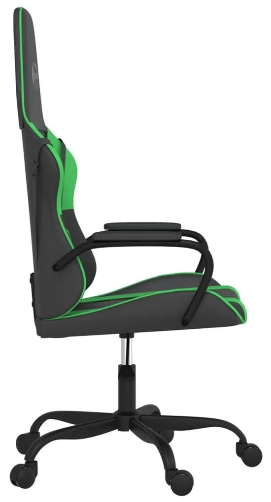 Cadeira gaming massagens couro artificial preto e verde