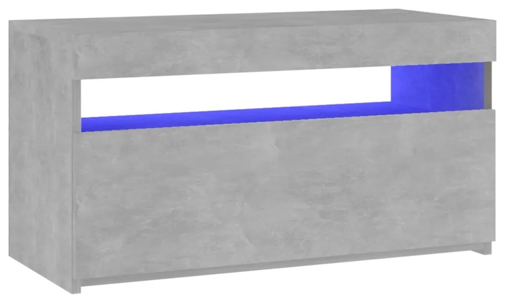 Móvel de TV com luzes LED 75x35x40 cm cinzento cimento