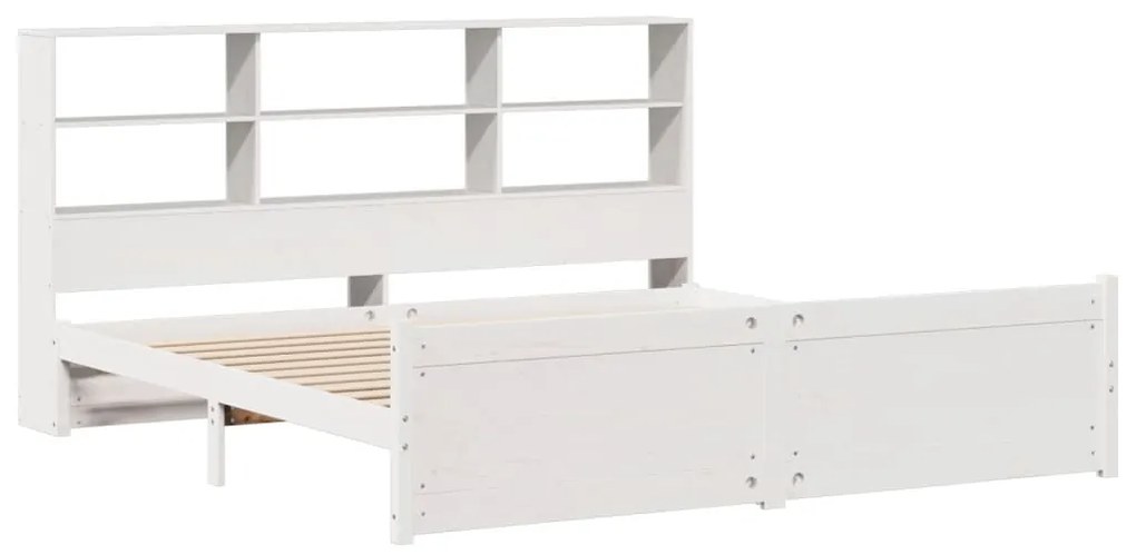Cama com estante sem colchão 200x200 cm pinho maciço branco