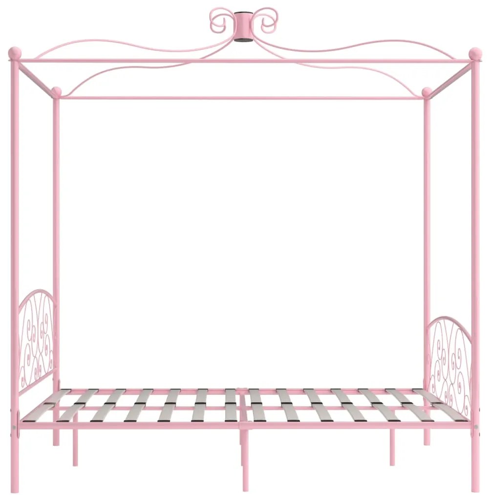 Estrutura de cama com dossel 160x200 cm metal rosa