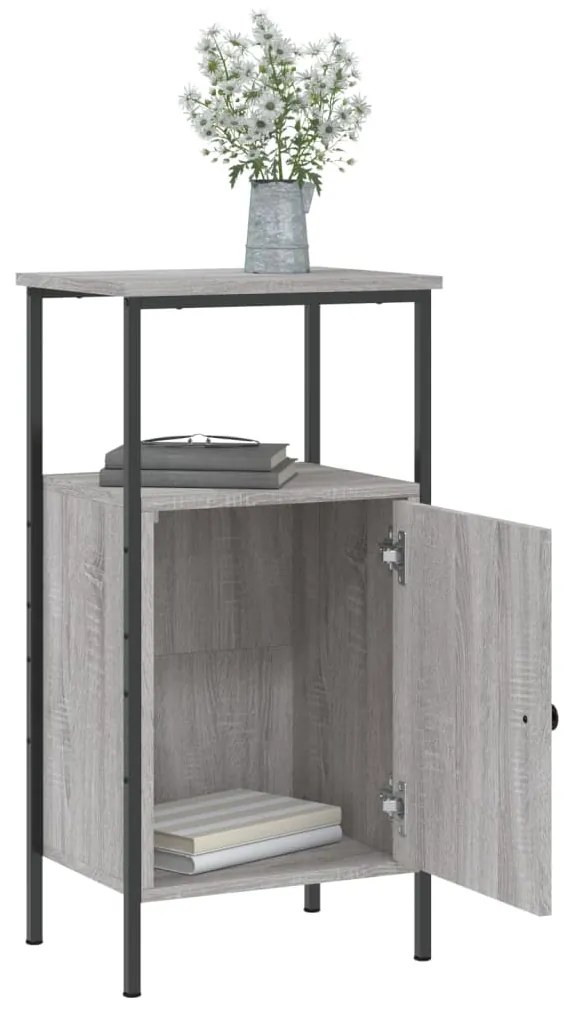 Mesas cabeceira 2 pcs 41x31x80cm deriv. madeira cinzento sonoma