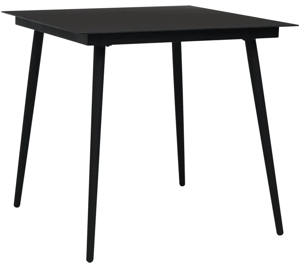 3 pcs conjunto de jantar para jardim vime PVC preto