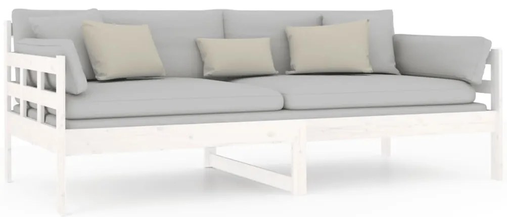 Sofá-cama 90x190 cm madeira de pinho maciça branco