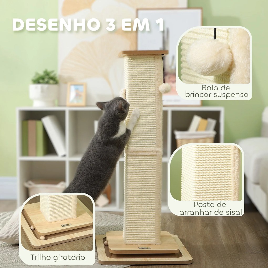 PawHut Poste Arranhador para Gatos 87 cm Arranhador para Gatos com Bol