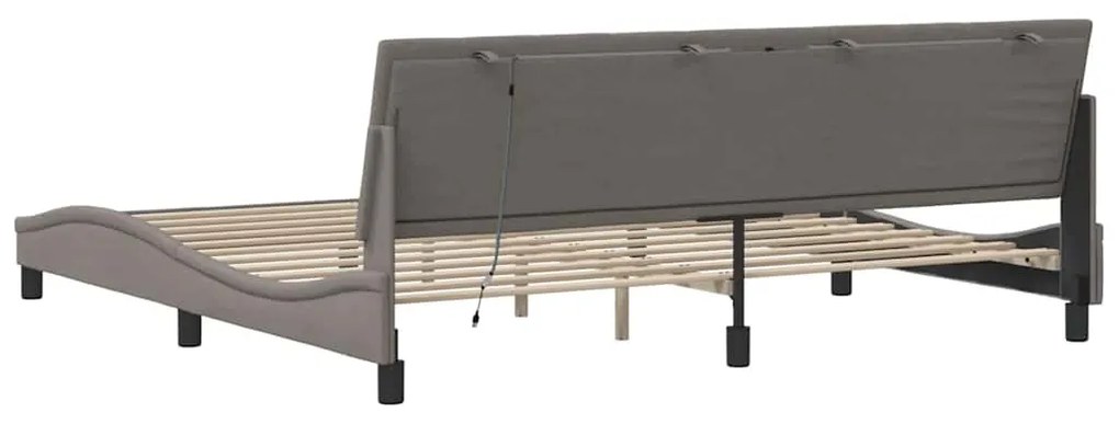 Cama sem colchão 200x200 cm tecido cinzento-acastanhado