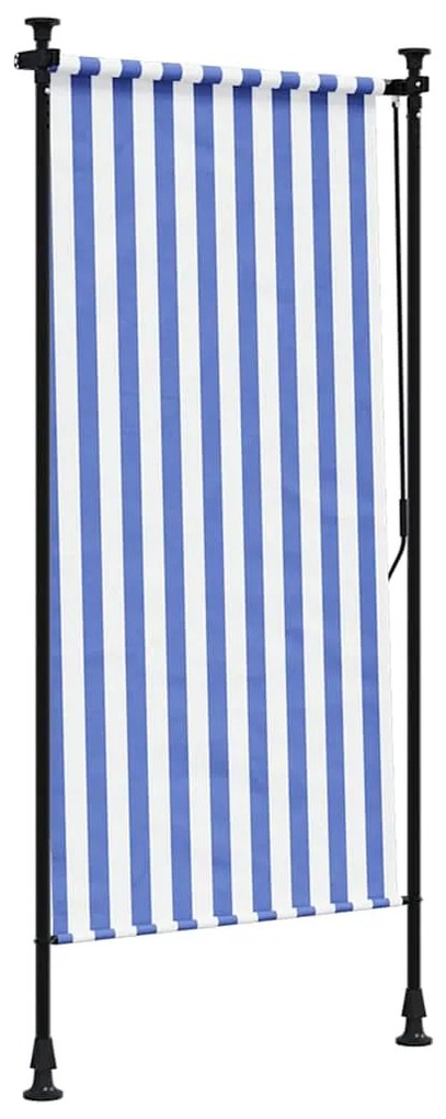 Estore de rolo para exterior 120x270cm tecido/aço azul e branco