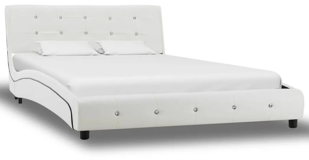 vidaXL Estrutura de cama 120x200 cm couro artificial branco