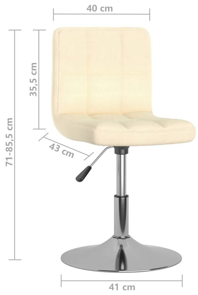 Cadeiras de jantar giratórias 2 pcs tecido cor creme